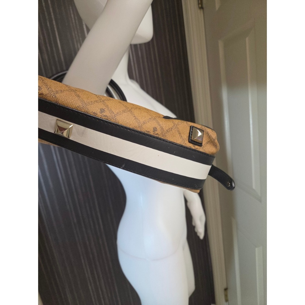 Y2K L.A.M.B. Gwen Stefani Monogram Tote Bag Tan Black Leather Studded Handbag - Picture 6 of 10